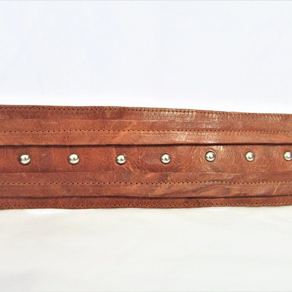 tan studded double buckle belt  M